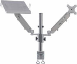 Laptop and Monitor Desk Clamp Mount, Full Motion, 17 to 32 in Monitor, Aluminum, Silver, TAA