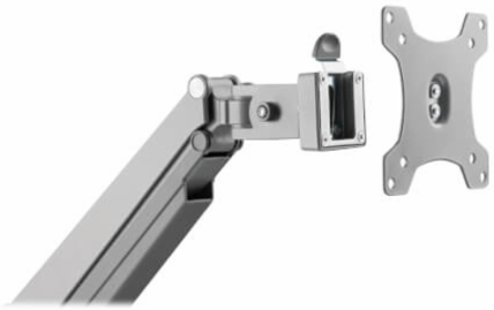 Single Monitor Gas-Spring Desk Clamp/Grommet Mount, Full Motion, 13 to 34 in, Aluminum, Silver