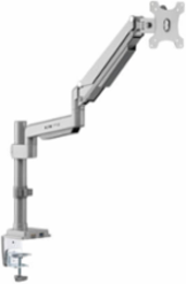 Single Monitor Gas-Spring Desk Clamp/Grommet Mount, Full Motion, 13 to 34 in, Aluminum, Silver