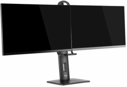 Dual Monitor Desktop Stand, Antimicrobial, 17 to 27 in, Full Motion, Black, Steel
