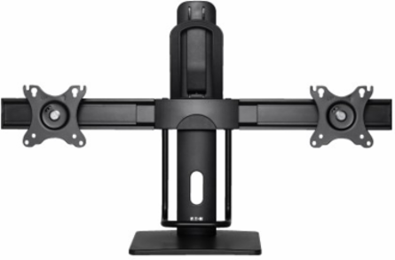 Dual Monitor Desktop Stand, Antimicrobial, 17 to 27 in, Full Motion, Black, Steel