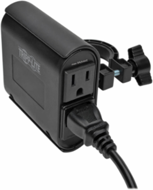 AC/USB Charging Clip for Display Mounts, Fits Up to 1.5 Inch Poles, 6 ft Cord