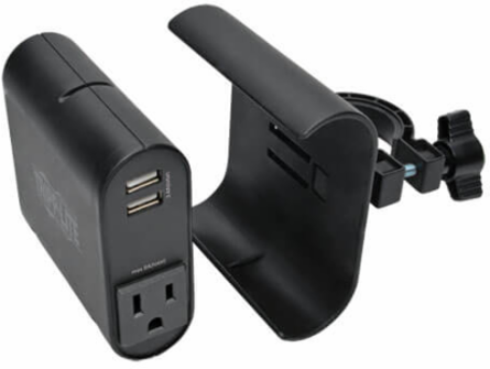 AC/USB Charging Clip for Display Mounts, Fits Up to 1.5 Inch Poles, 6 ft Cord