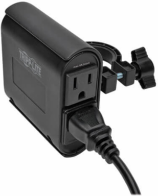 AC/USB Charging Clip for Display Mounts, Fits Up to 1.5 Inch Poles, 6 ft Cord