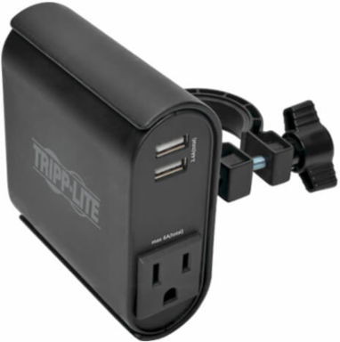 AC/USB Charging Clip for Display Mounts, Fits Up to 1.5 Inch Poles, 6 ft Cord
