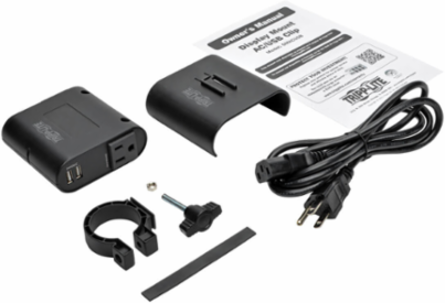 AC/USB Charging Clip for Display Mounts, Fits Up to 1.5 Inch Poles, 6 ft Cord