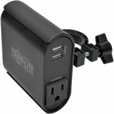 AC/USB Charging Clip for Display Mounts, Fits Up to 1.5 Inch Poles, 6 ft Cord