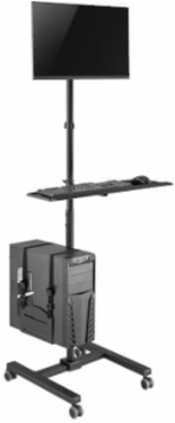 Mobile Workstation for 17-32 Inch Displays, Adjustable Height, Steel Construction