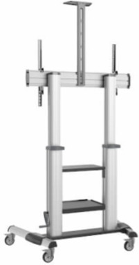 Heavy-Duty Rolling TV Cart with Crank Height Adjustment, 60 to 100 in Displays, 220 lb Capacity