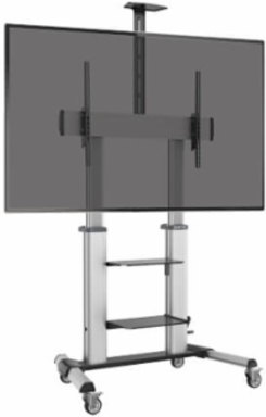 Heavy-Duty Rolling TV Cart with Crank Height Adjustment, 60 to 100 in Displays, 220 lb Capacity