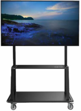 Heavy-Duty Rolling TV Cart for 60” to 105” Flat-Screen Displays, Locking Casters, Black