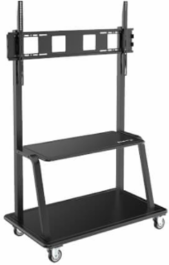 Heavy-Duty Rolling TV Cart for 60” to 105” Flat-Screen Displays, Locking Casters, Black