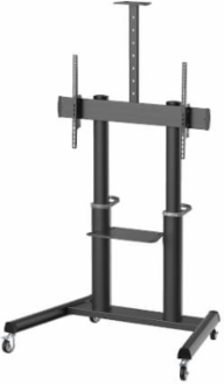 Heavy-Duty Rolling Cart, 70 to 120 in Displays, Antimicrobial, UL Listed, 265 lb Capacity, Black