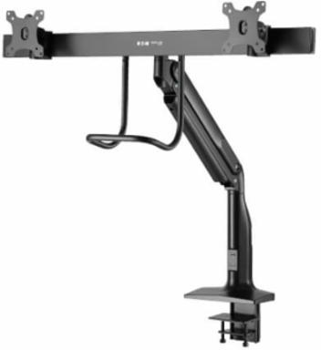 Safe-IT Precision-Placement Dual-Display Desk Clamp or Grommet with Antimicrobial Tape for 17” to 35” Displays, USB Ports