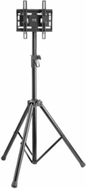 Portable Digital Signage Stand, 23 to 42 in Displays, Fixed, Steel, Black, 77 lb Capacity