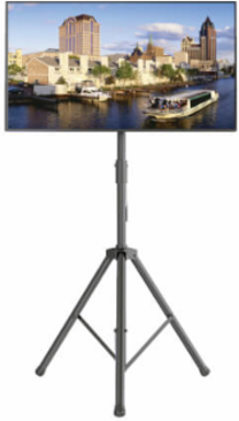 Portable Digital Signage Stand, 23 to 42 in Displays, Fixed, Steel, Black, 77 lb Capacity