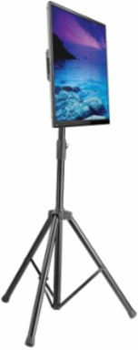 Portable Digital Signage Stand, 37 to 70 in Displays, Fixed, Steel, Black, 77 lb Capacity