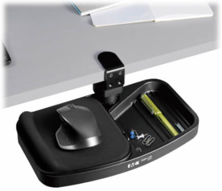 Under-Desk Clamp-On Storage Tray, 13.7 x 7.5 x 1.2 Inch, Built-In Mouse Pad, 5-Year Warranty
