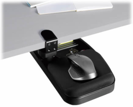 Under-Desk Clamp-On Storage Tray, 13.7 x 7.5 x 1.2 Inch, Built-In Mouse Pad, 5-Year Warranty