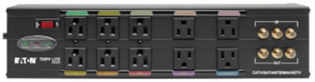 Isobar 10-Outlet Surge Protector, 3840 Joules, 8 Inch Cord, Metal Housing