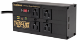 Isobar 4-Outlet Surge Protector, 8 ft Cord, 3330 Joules, 2 USB Ports, Metal Housing