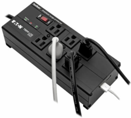 Isobar 6-Outlet Surge Protector with 10 ft Cord, 3840 Joules, 2 USB Ports, Metal Housing