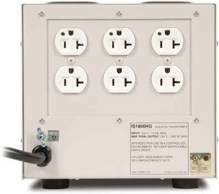 120V 1800W Medical-Grade Isolation Transformer with 6 Hospital-Grade Outlets