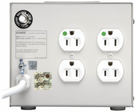 Medical-Grade Isolation Transformer 120V 500W with 4 Hospital-Grade Outlets