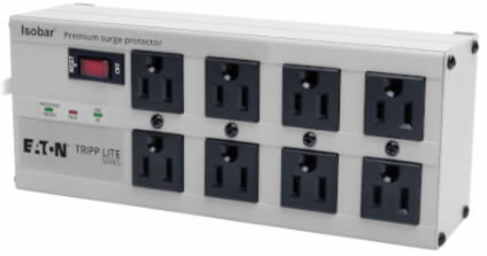 8-Outlet Surge Protector, 12 ft Cord, 3840 Joules, Metal Housing