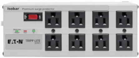 Isobar 8-Outlet Surge Protector, 3840 Joules, 12 ft. Cord, Metal Housing