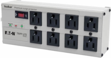 Isobar 8-Outlet Surge Protector, 3840 Joules, 12 ft. Cord, Metal Housing