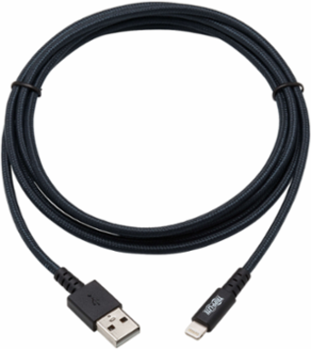 Heavy-Duty USB-A to Lightning Cable, 6 Ft, USB 2.0, Aramid Fiber, Gray