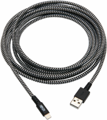 Heavy-Duty USB Sync/Charge Cable, 10 ft., MFi-Certified, Lightning Connector