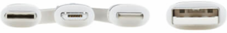 USB-A to Lightning/USB-C/Micro-B 3-in-1 Sync/Charge Antibacterial Cable, MFi Certified, White, 4 ft