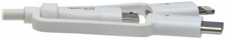 USB-A to Lightning/USB-C/Micro-B 3-in-1 Sync/Charge Antibacterial Cable, MFi Certified, White, 4 ft