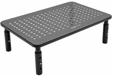 Monitor Riser - Height Adjustable, 14 x 9 Inch, Supports 44 lbs, Black Metal