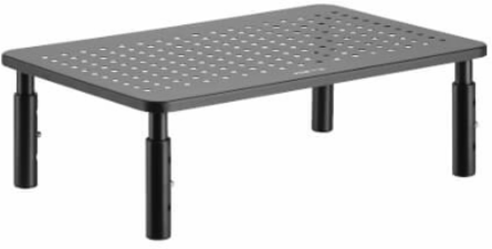 Monitor Riser - Height Adjustable, 14 x 9 Inch, Supports 44 lbs, Black Metal
