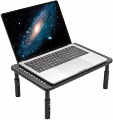 Monitor Riser - Height Adjustable, 14 x 9 Inch, Supports 44 lbs, Black Metal