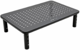 Monitor Riser - Height Adjustable, 14 x 9 Inch, Supports 44 lbs, Black Metal