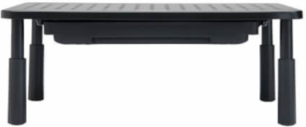 Monitor Riser for Desk, 15 x 9 in, Height-Adjustable, Storage Drawer, Metal, Black