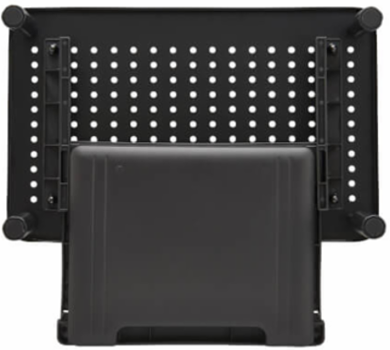 Monitor Riser for Desk, 15 x 9 in, Height-Adjustable, Storage Drawer, Metal, Black