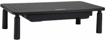 Monitor Riser for Desk, 15 x 9 in, Height-Adjustable, Storage Drawer, Metal, Black