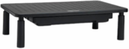 Monitor Riser for Desk, 15 x 9 in, Height-Adjustable, Storage Drawer, Metal, Black