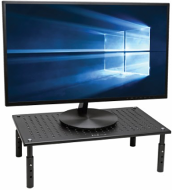 Adjustable Monitor Riser, 18 x 11 Inch, Height Adjustable, Metal, 44 lb Capacity
