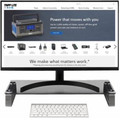 Universal Glass-Top Monitor Riser - 8 x 22 Inch, Supports Up to 40 lb, 3 Inch Lift