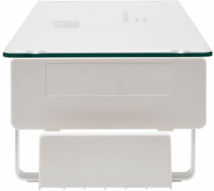 Monitor Riser for Desk, Height-Adjustable, Glass Top, USB and Audio Ports, Silver