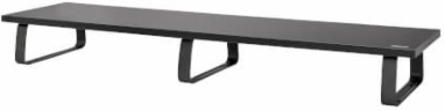 Dual-Monitor Riser for Desk, 39 x 10 in, Wood Top, Steel Legs, Black