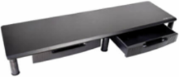 Dual-Monitor Riser with Storage Drawers, 39 x 11 in, Plastic, Black, TAA