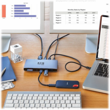 Thunderbolt 3 Dock with USB-C Compatibility, Dual Display - 8K DisplayPort, USB 3.2 Gen 2 10G, USB-A/USB-C Hub, GbE, International Plug Adapters