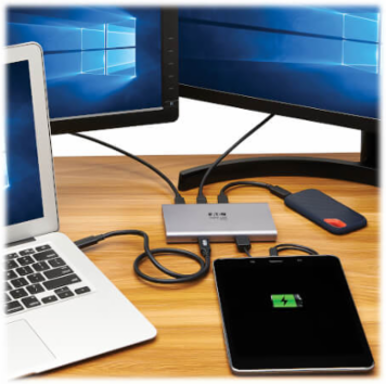 USB Hub, Thunderbolt 4, 4-Port, 8K, Dual 4K 60 Hz, USB 3.2 Gen 2, 100W Charging, Gray